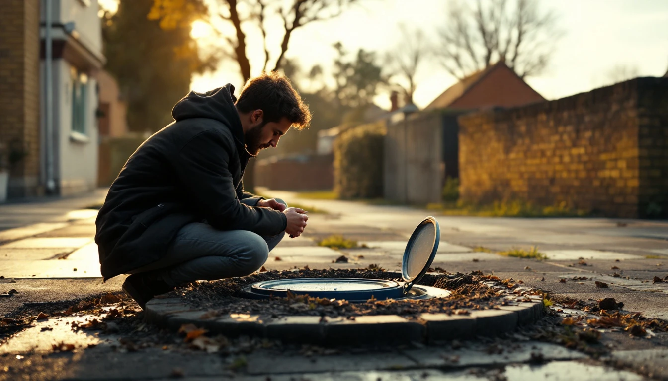 A person reading a domestic water meter dial in an outdoor meter box